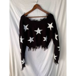 Fringe Ripped Star Sweater